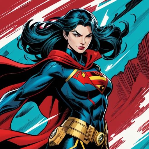 Female Superhero Poses Powerfully in Comic Book Style