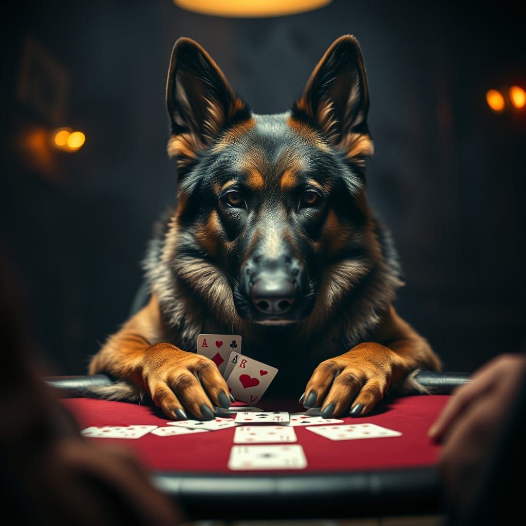 German Shepherd Poker Ace