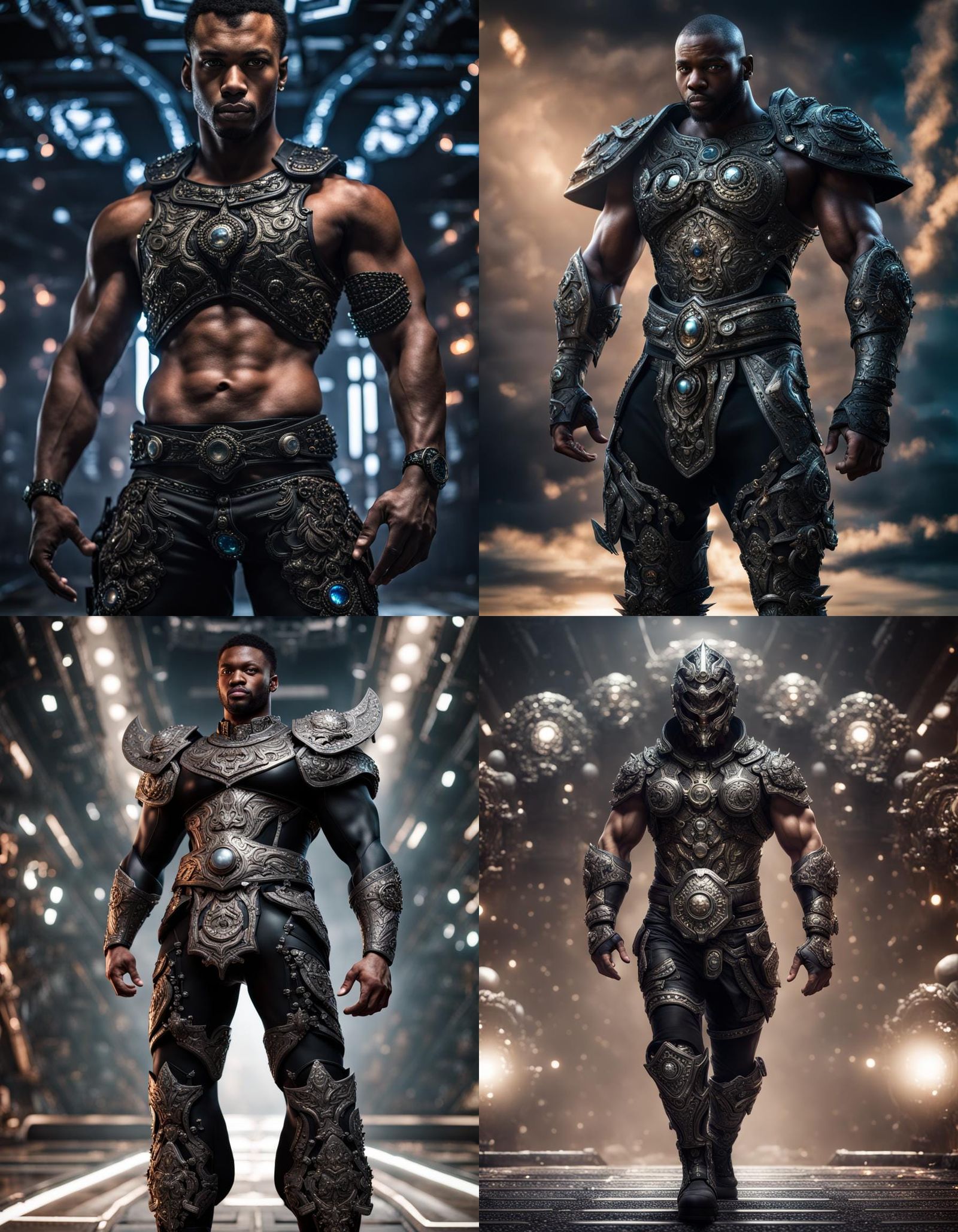 Hyperrealistic Space Warrior in Black Battle Shorts