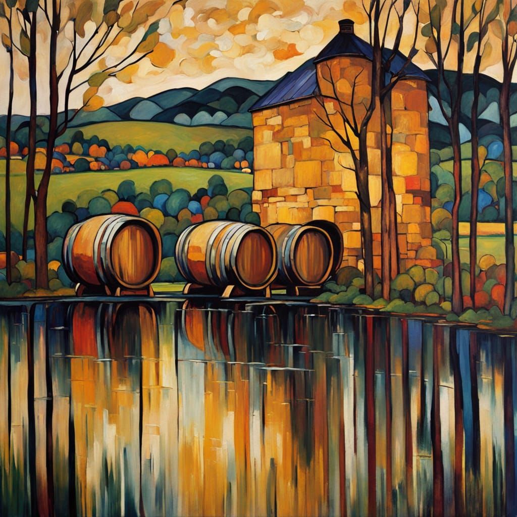 Vibrant Expressionist Oil Painting of Scotland's Old Pultene...