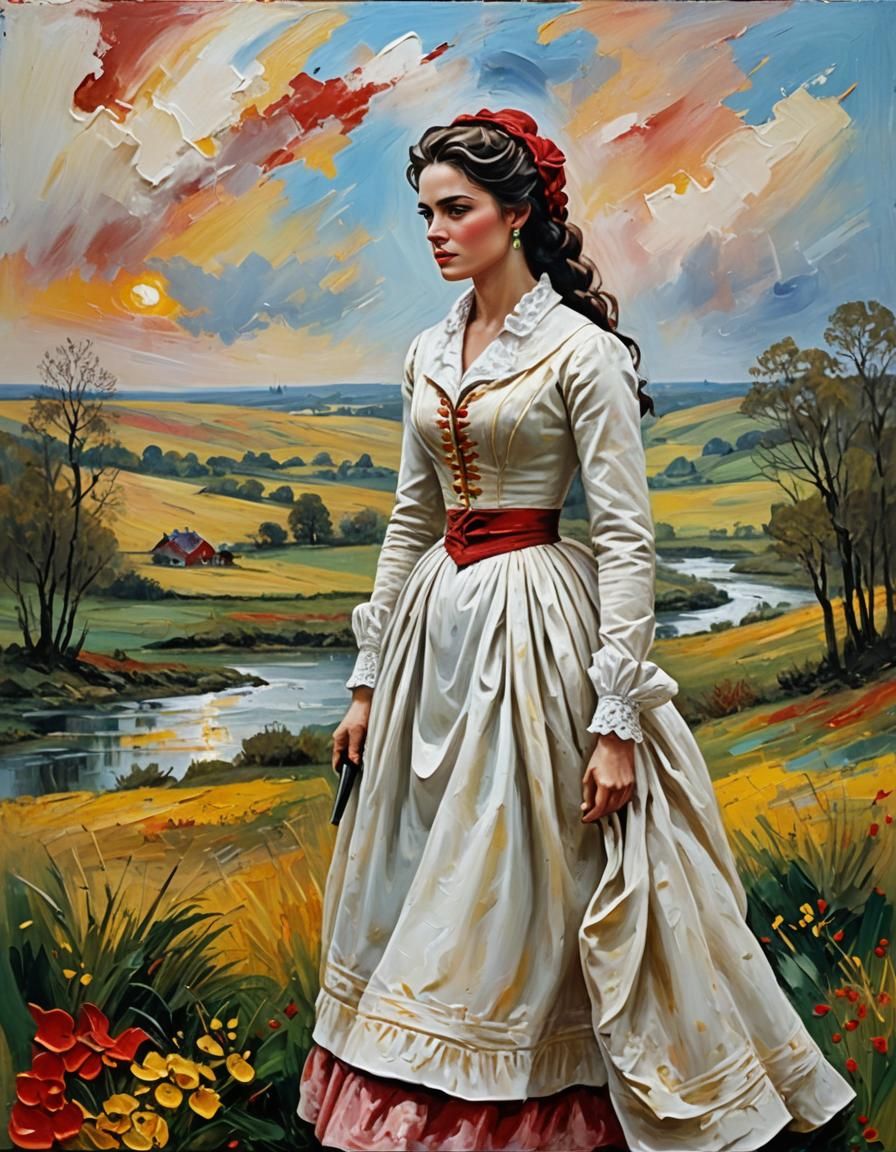 Scarlett O'Hara Impasto Painting in Turner Style
