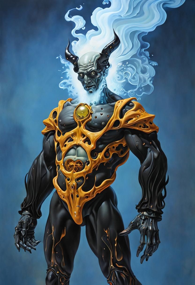 Surreal Daemonite Helspont in Melting Oil Canvas