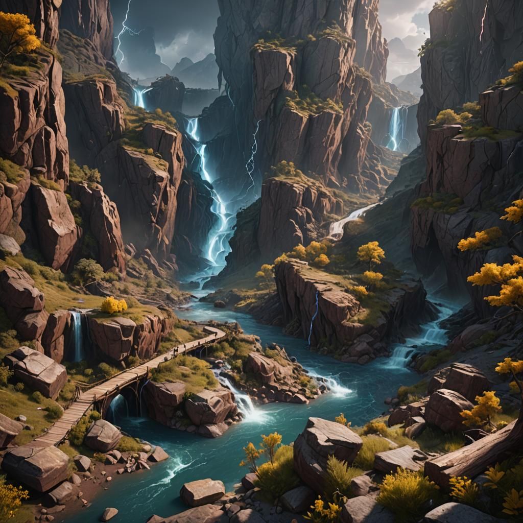 Fantastical Lightning River Concept Art