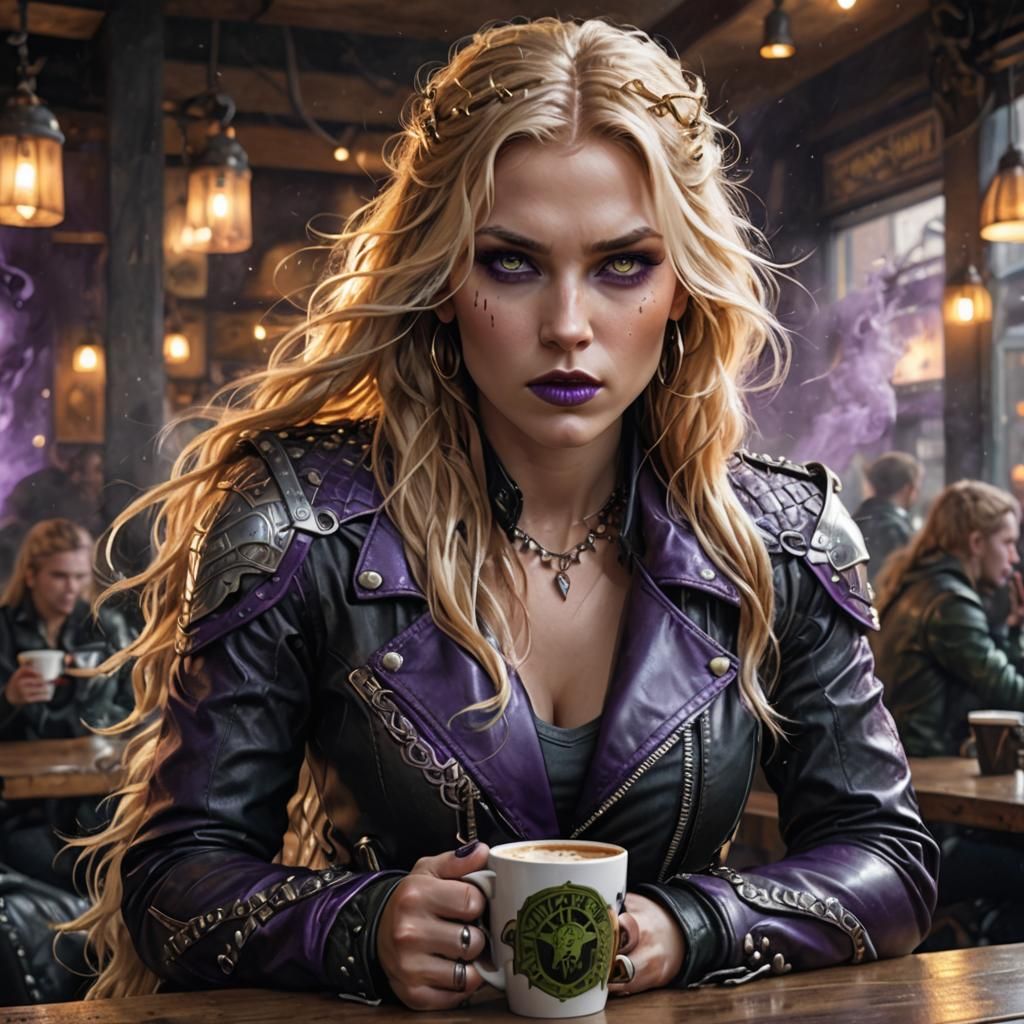 Valkyrie in Cafe: Nordic Fantasy Art