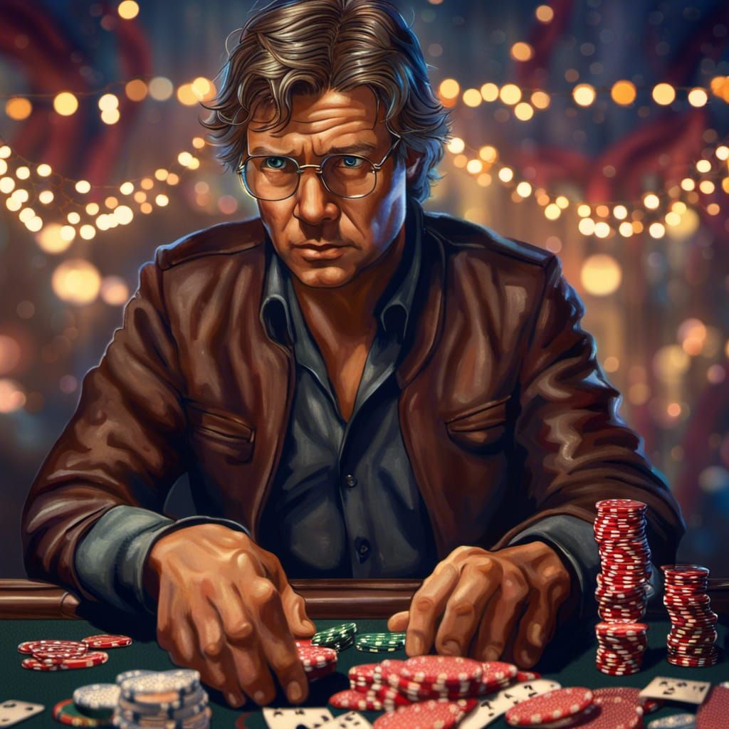 Han Solo at a Poker Table, Hyperrealistic Close-Up