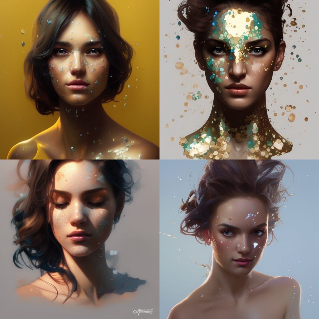 Champagne Portrait in Hyperdetailed Splash Art Style
