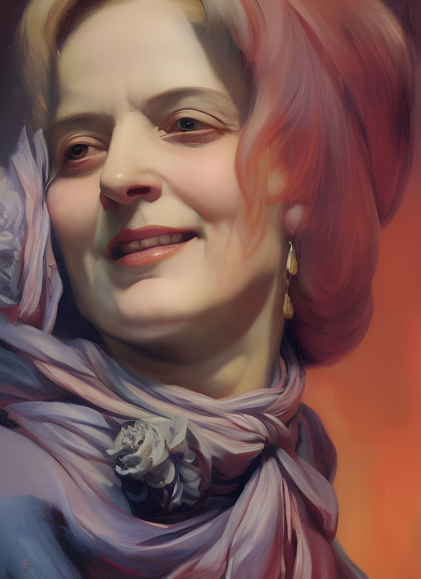 Smiling Woman Driver in Oil Painting Style
