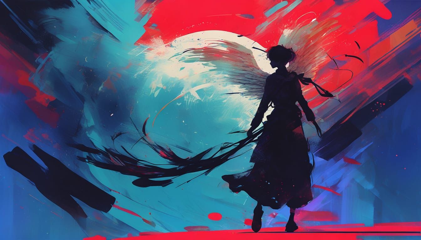 Digital Anime Art with Bold Brushstrokes