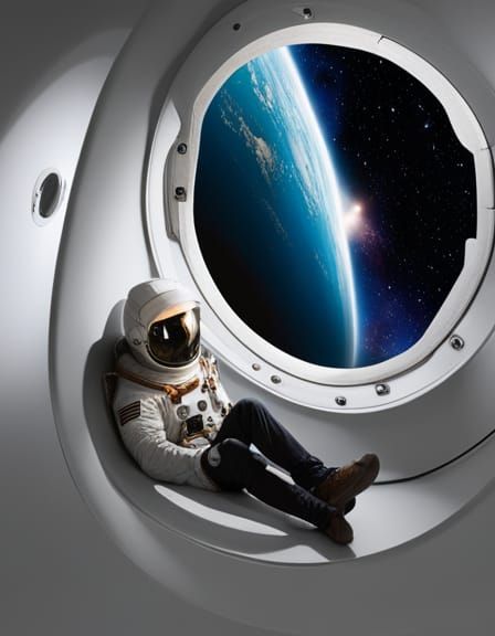 Astronaut Relaxing Among Galactic Stars