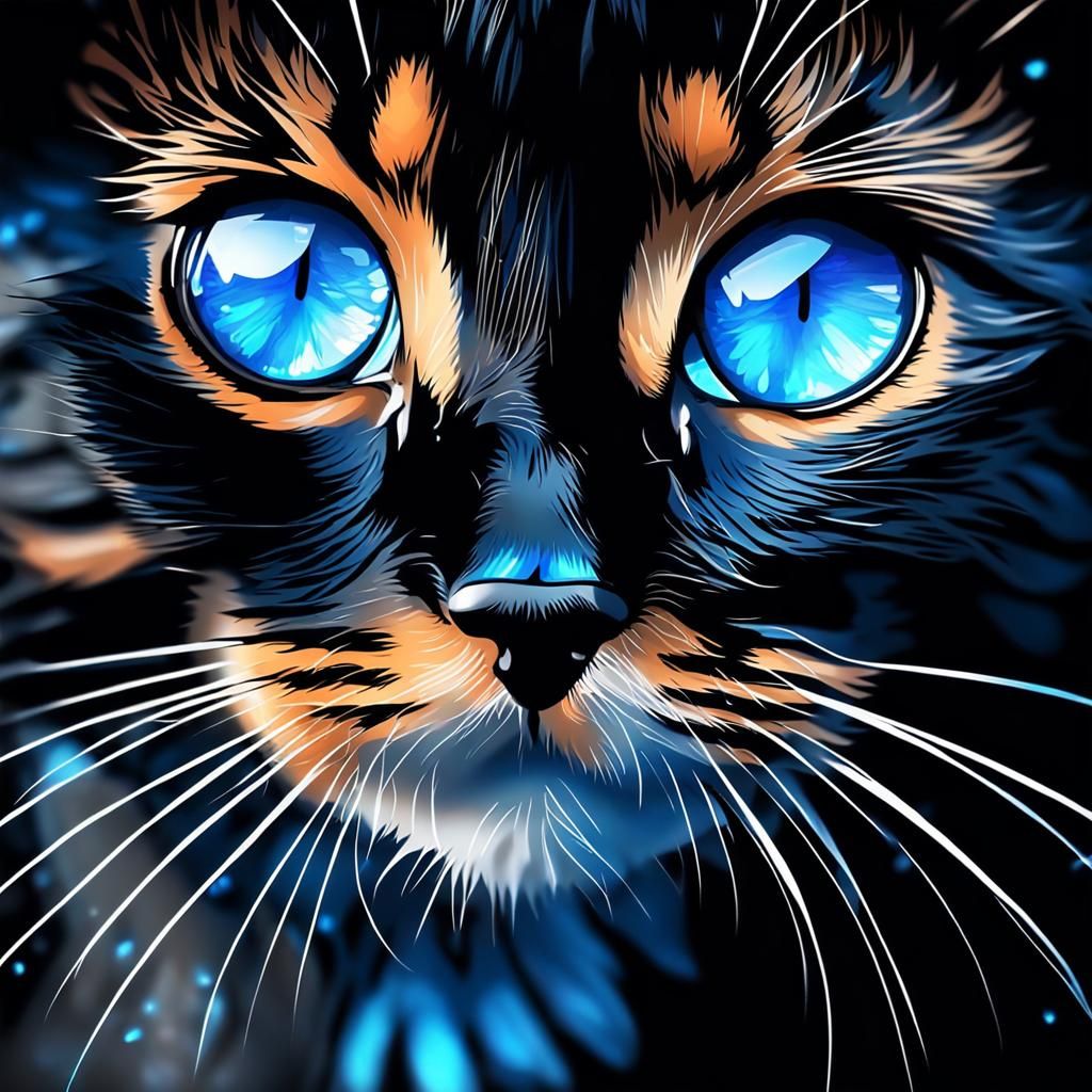 Butterfly on Kitten's Nose: Digital Art Closeup