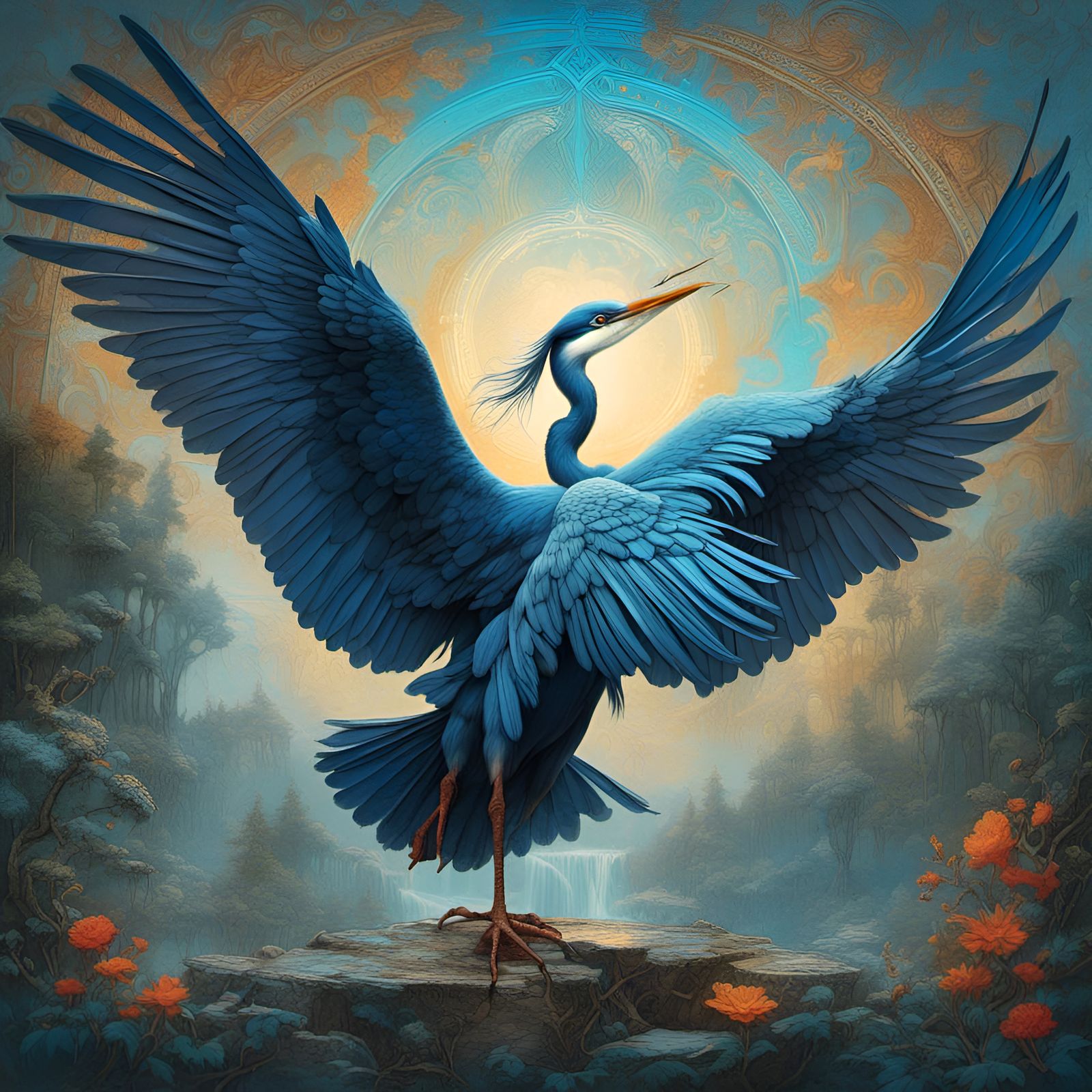 BLUE HERON WINGS OF ENLIGHTENMENT