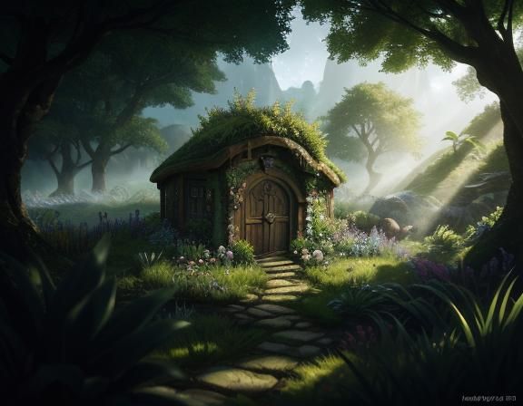 Hobbit in Garden with Hens: 3D Game Cinematic