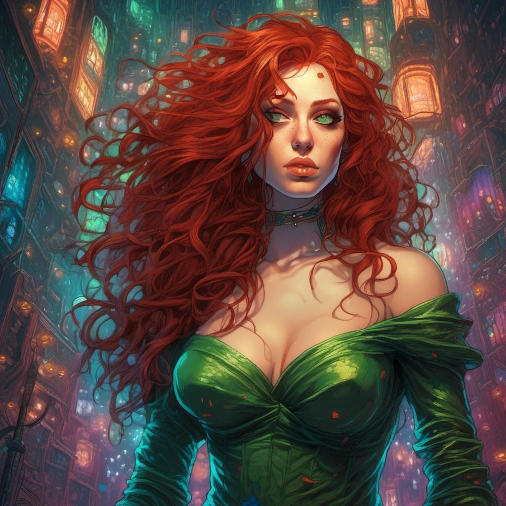 Sensual Portrait of Woman with Red Hair