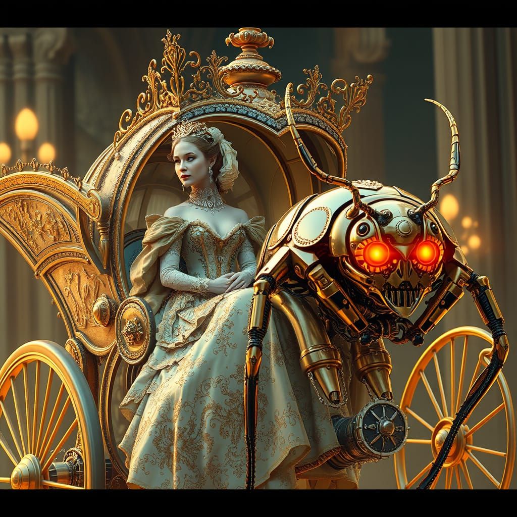 Baroque Princess in Robotic Beetle Carriage