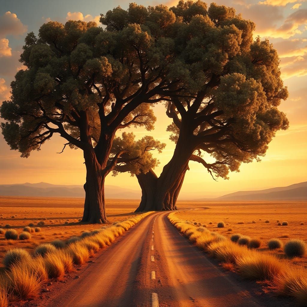 Steppe Road Silhouette: A Splash Art Portrait