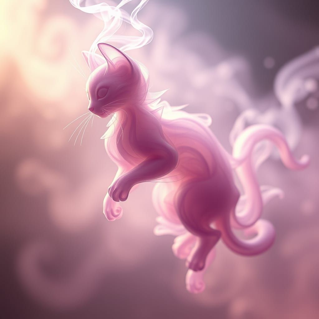 Ethereal Lilac Smoke Cat in Dreamy Aura