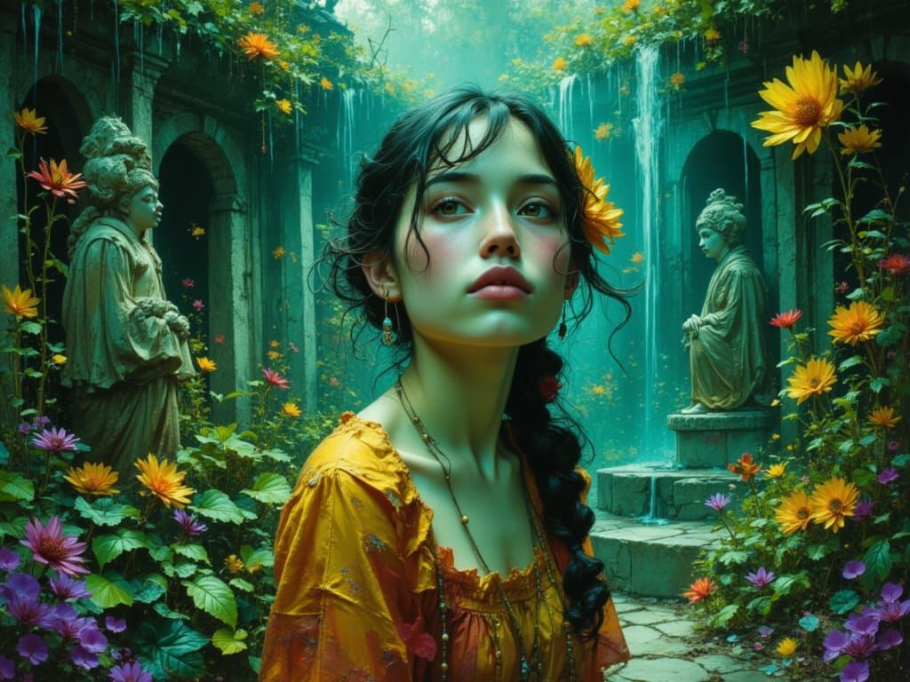 Anxious Woman in Toxic Secret Garden