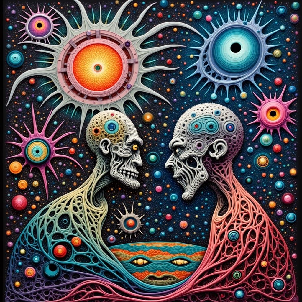 Warlock Uncles in El Greco Style: Holographic Biopunk