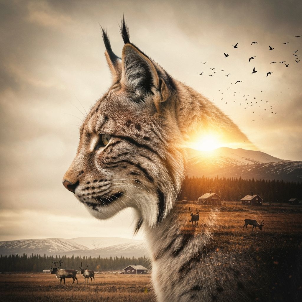Lynx Blended with Finnish Fells at Sunset