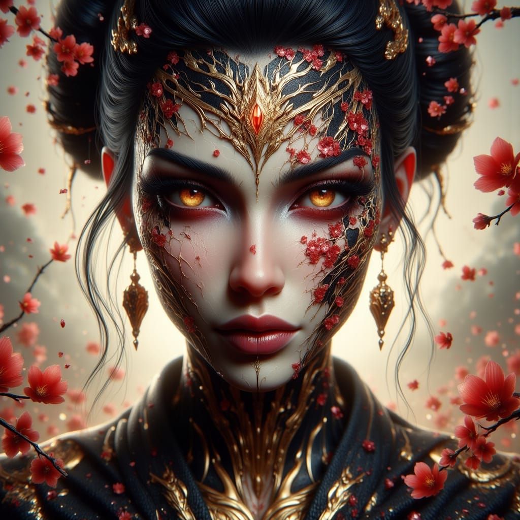 Japanese Assassin with Gold Headband in Anime Style