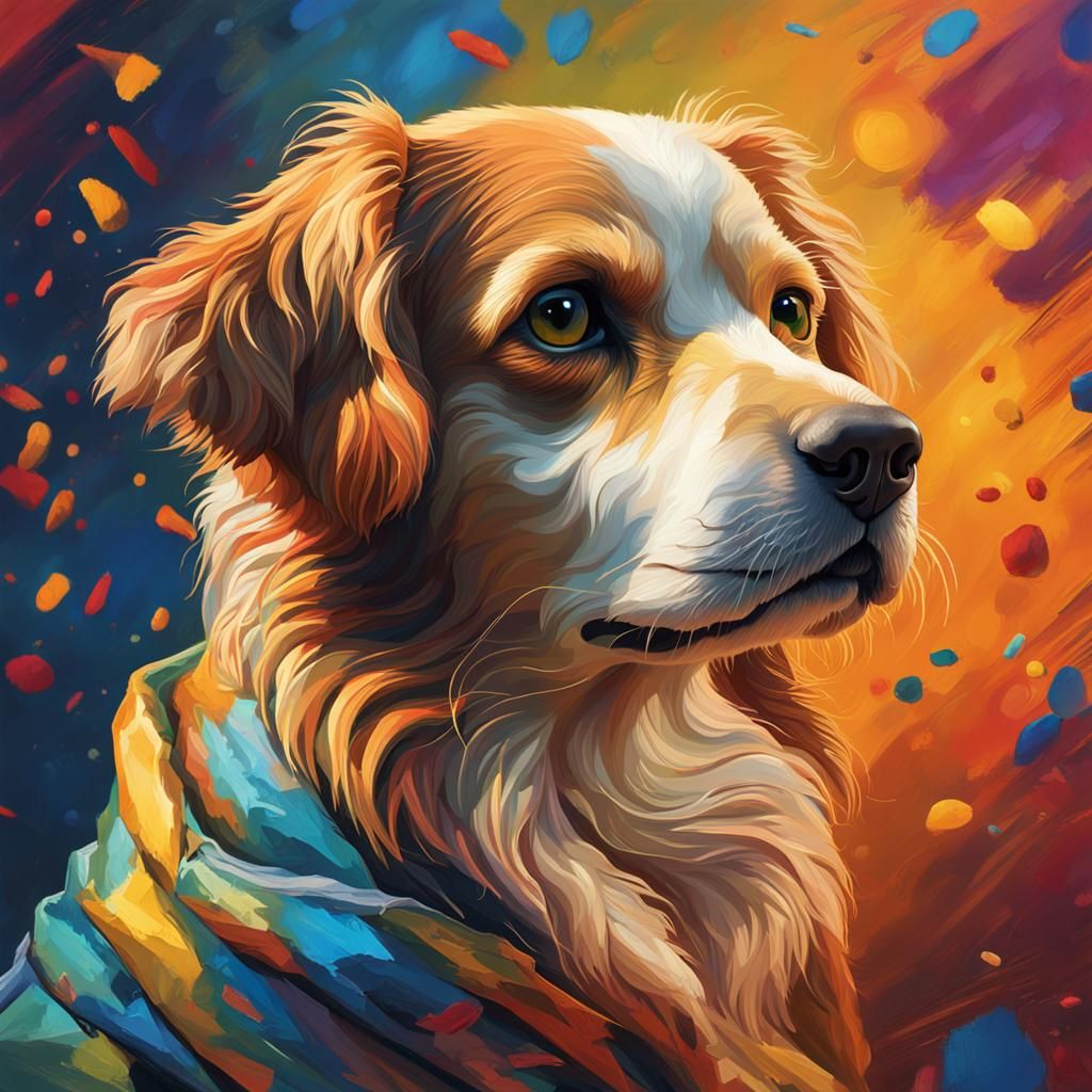 Dog as Mona Lisa: Hyperrealistic Splash Art
