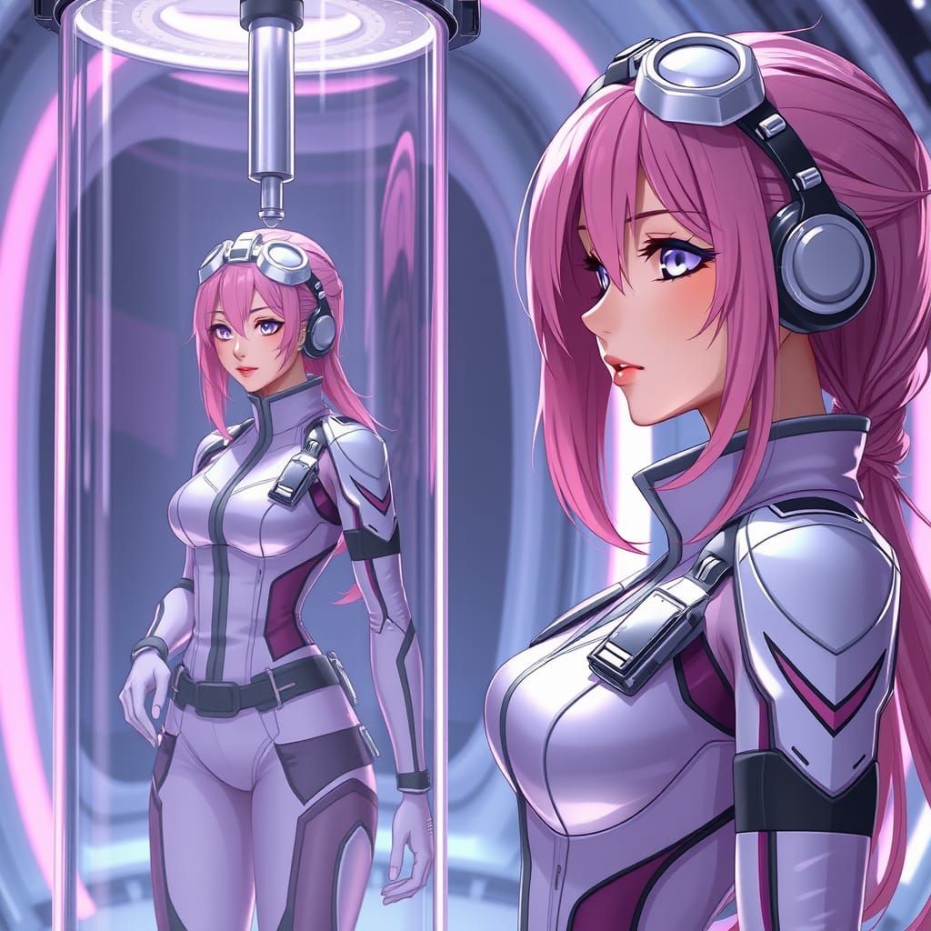 Woman and Clone in Tube, Kemomimi Hoshigun Style