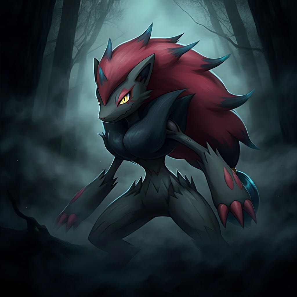 Ethereal Zoroark Emerges from Misty Forest
