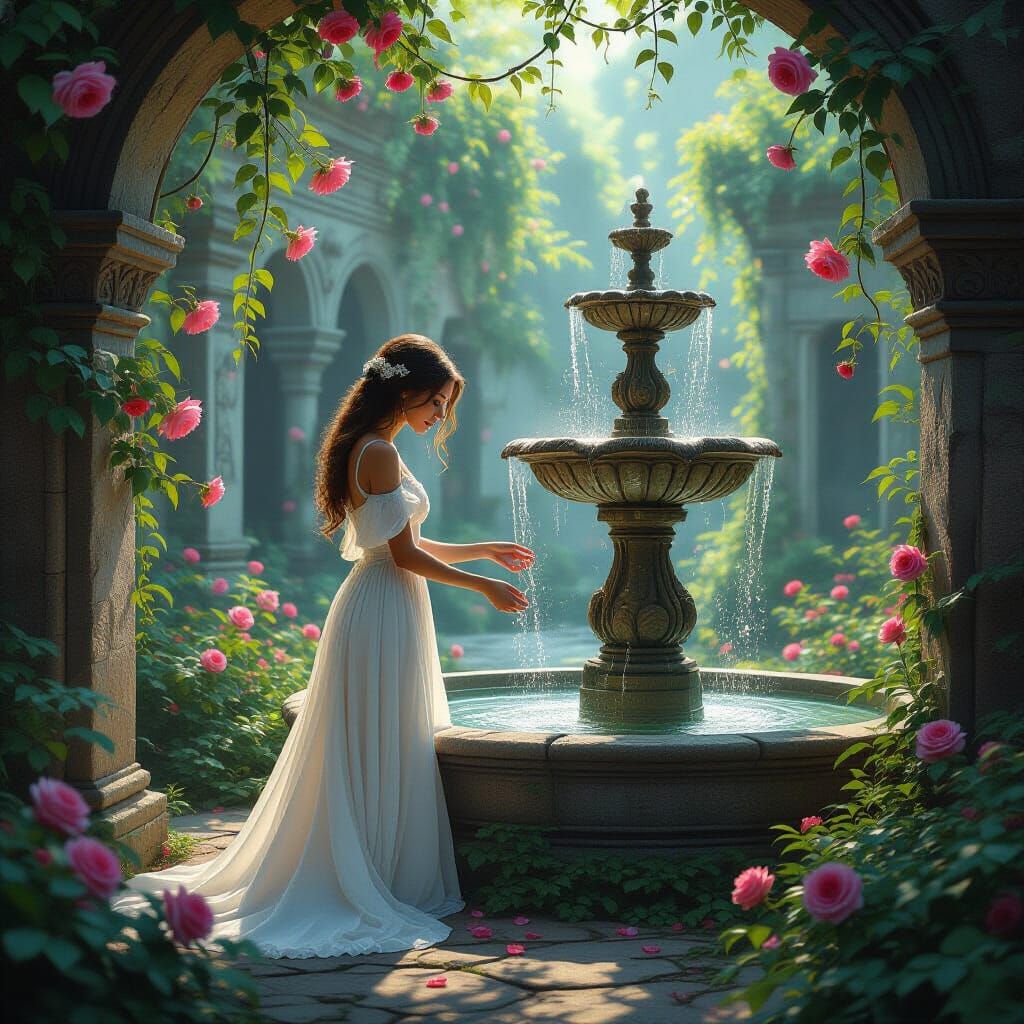 Secret Garden in Ancient Ruins: Hyperrealistic Fantasy Art