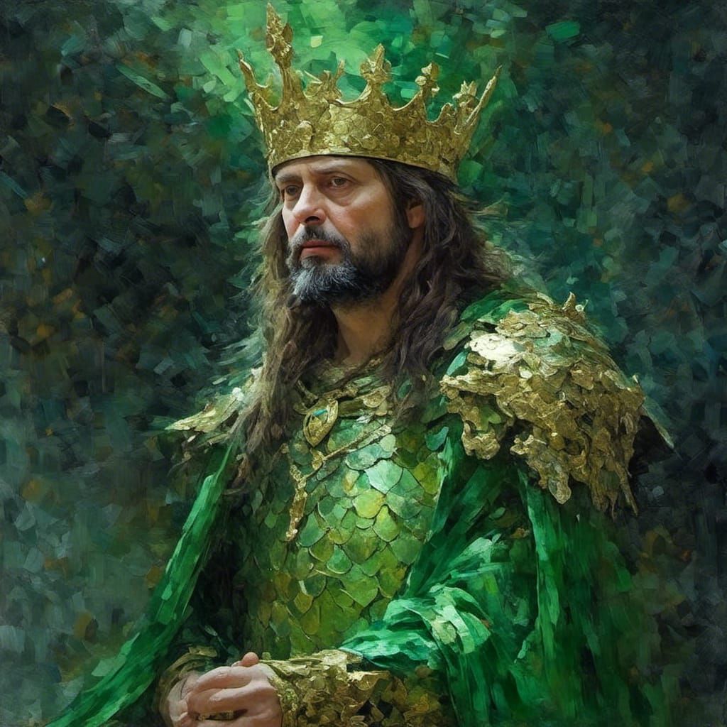The Green Knight in Shimmering Armor, Expressionist Art
