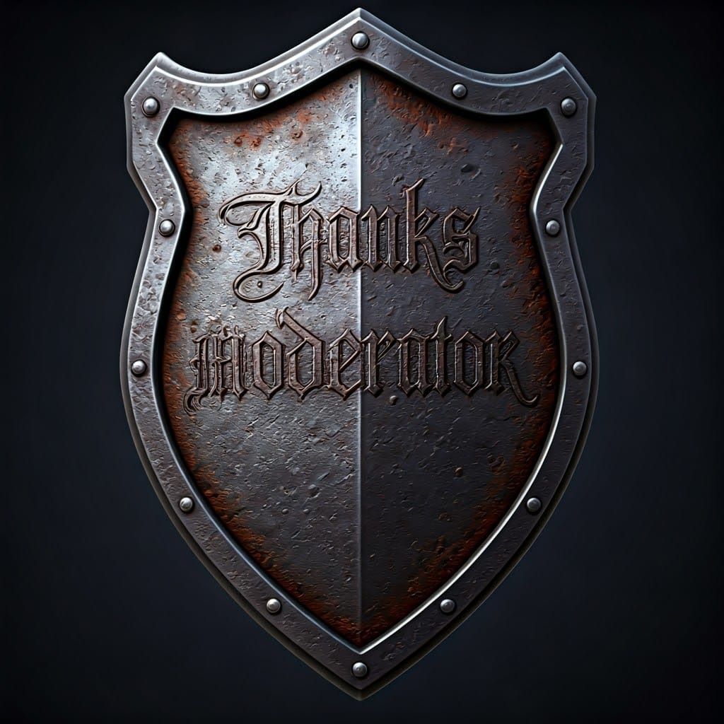 Weathered Steel Shield with Engraved Text