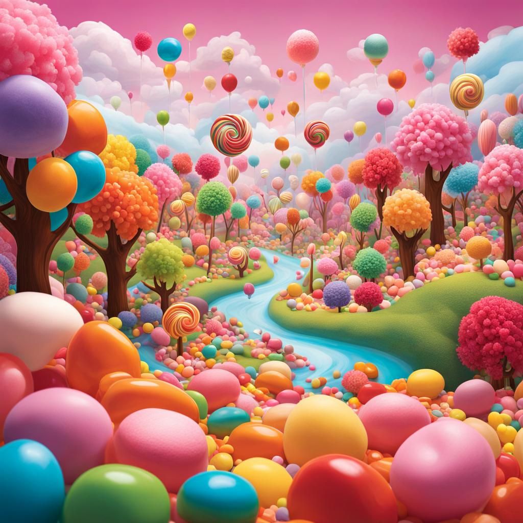 Enchanting Anime CandyWorld with Bubblegum Sky