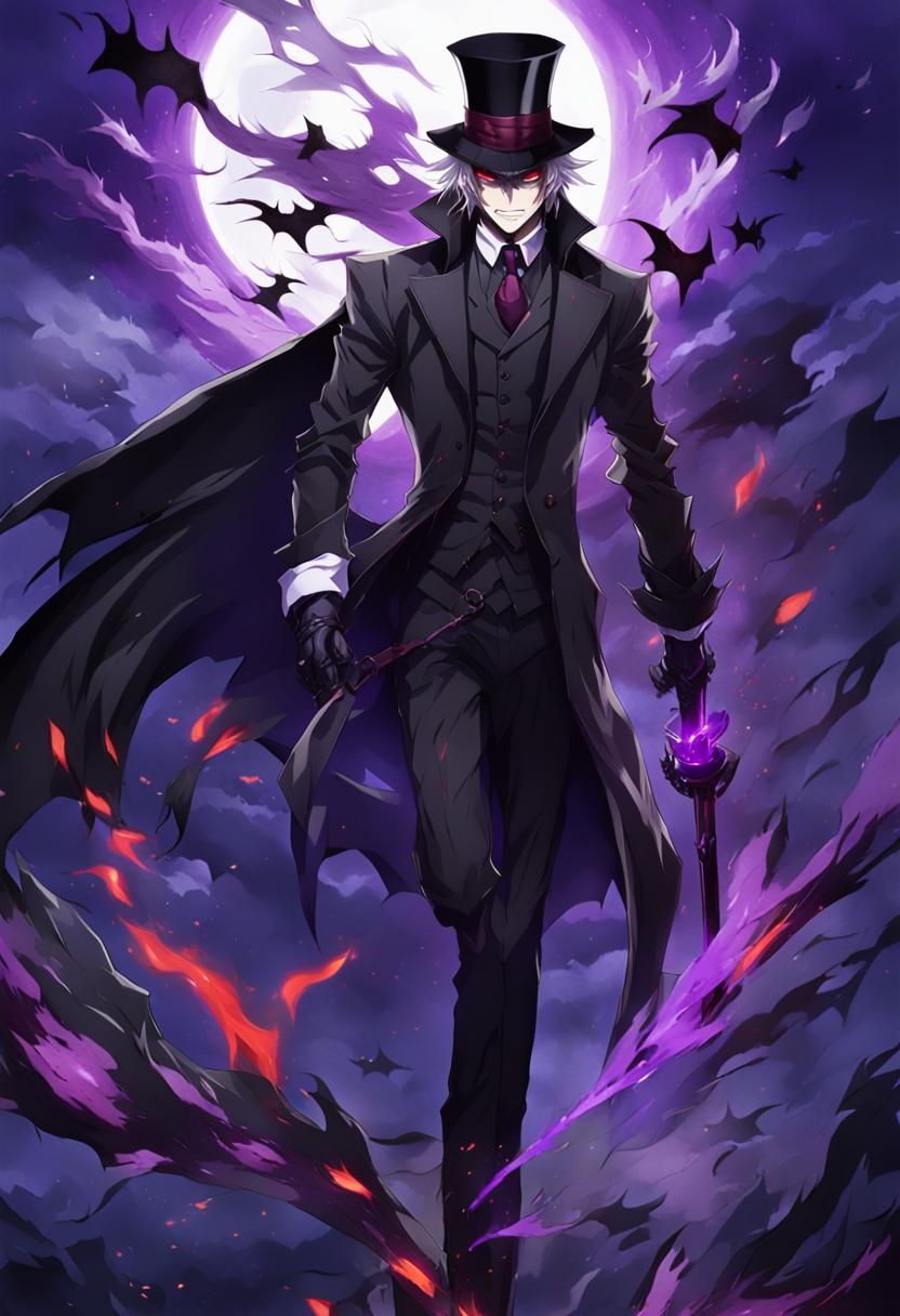 Dark Knight with Flames in Anime Style