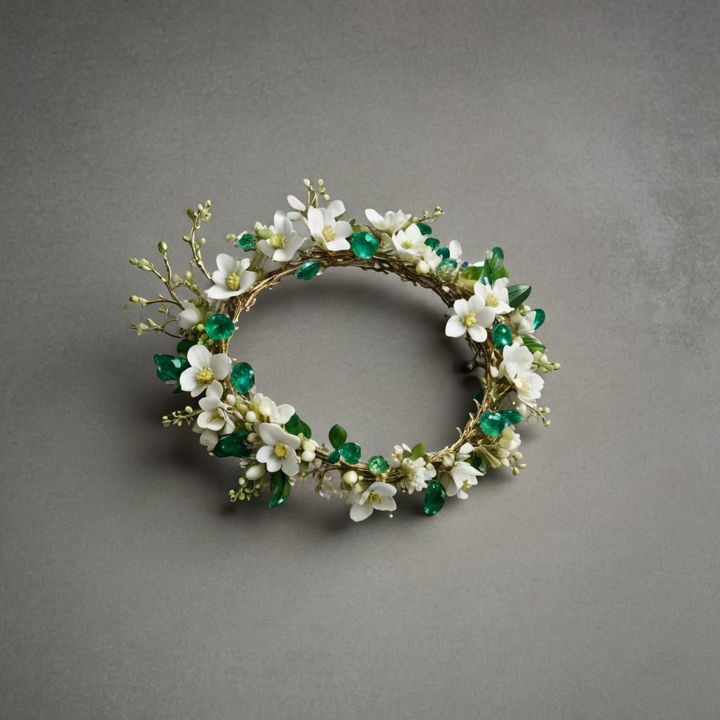 Emerald and Orchid Tiara in White Gold