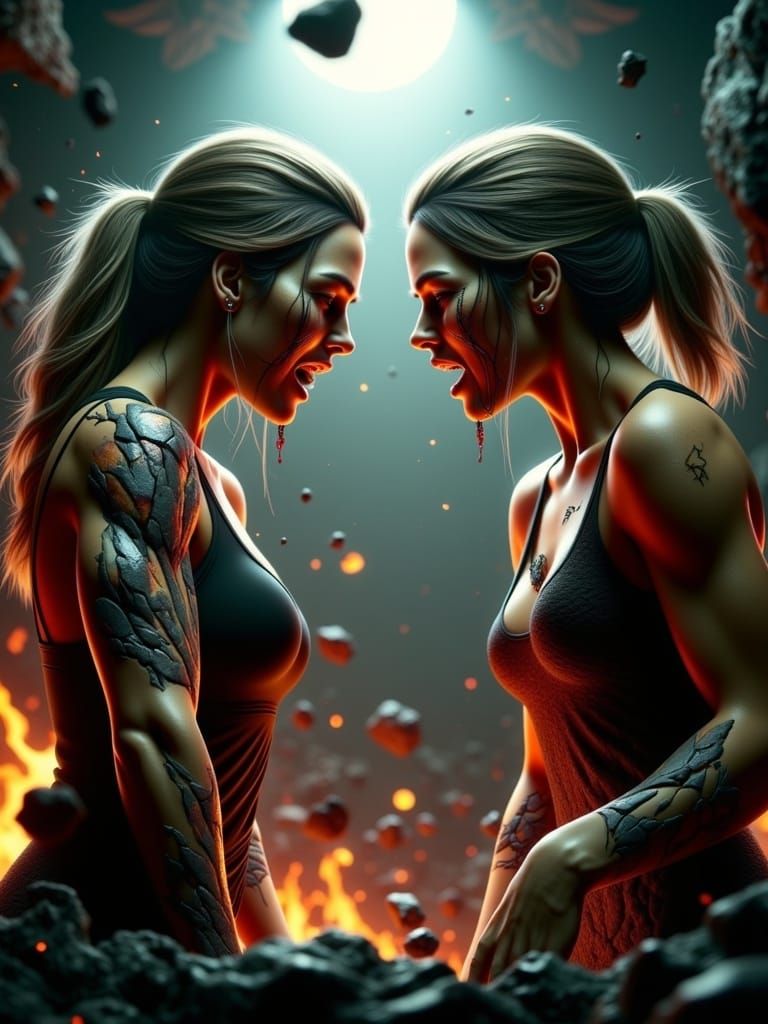 Intense Confrontation: A Hyperdetailed Scene of Emotional Tu...