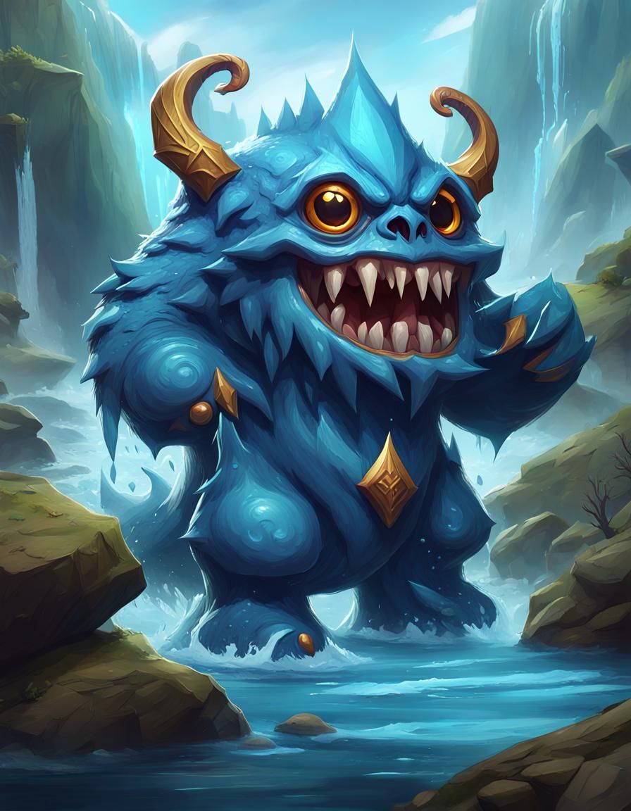 Cute Water Monster Card for Fantasy Game