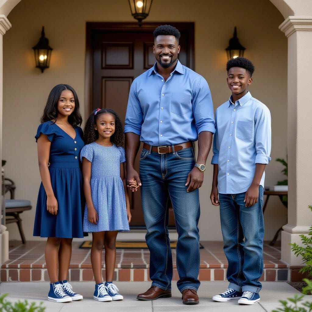 African American Family Posing for Cinematic Portrait