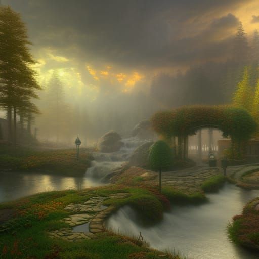 Ethereal Fantasy Landscape in Digital Matte Painting Style