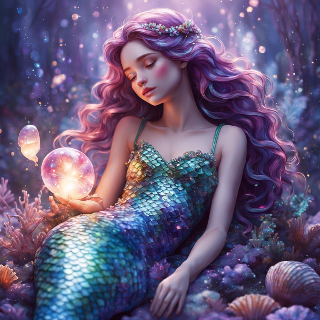 Enchanting Mermaid in Dreamy Watercolor
