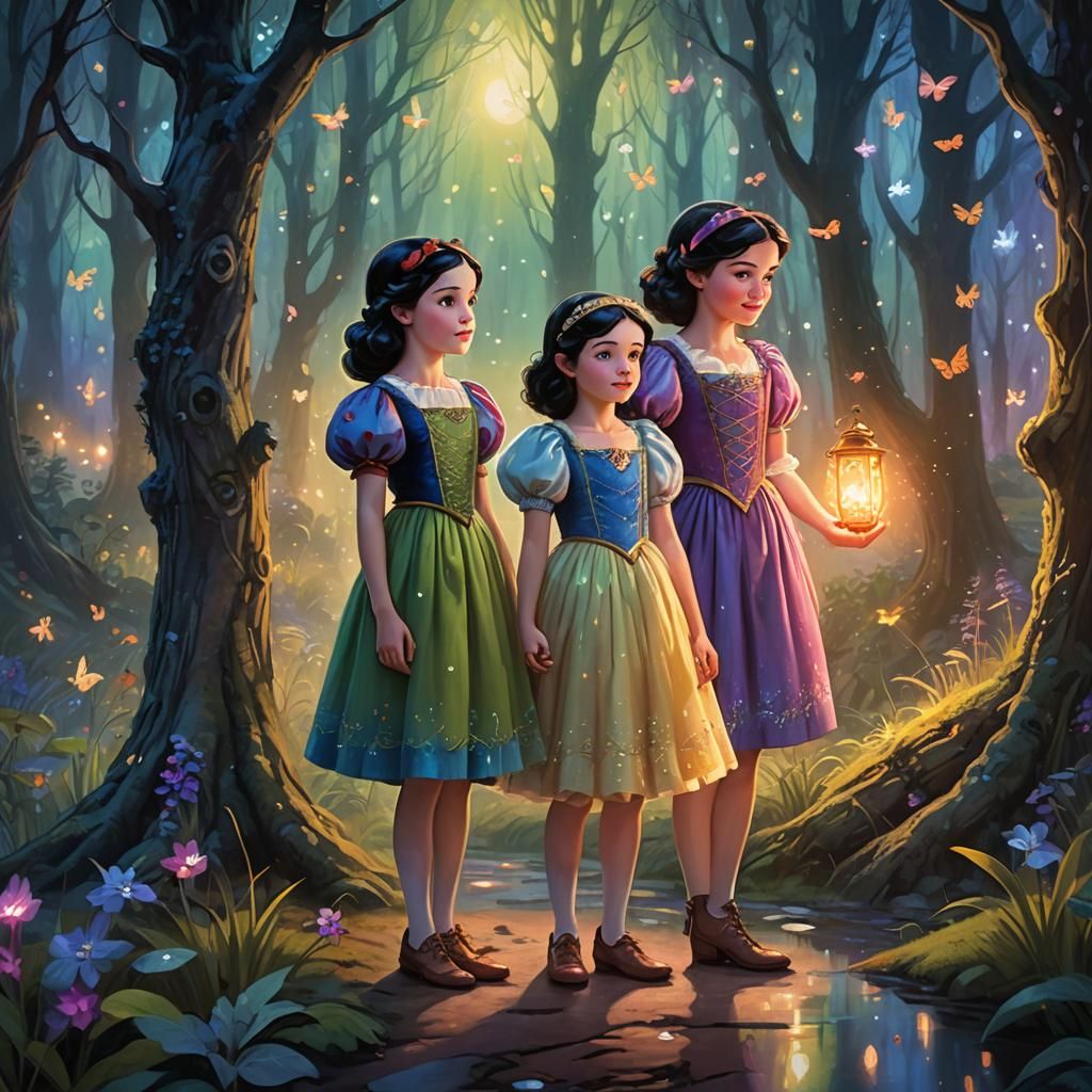 Snow White and Cinderella in Enchanted Forest