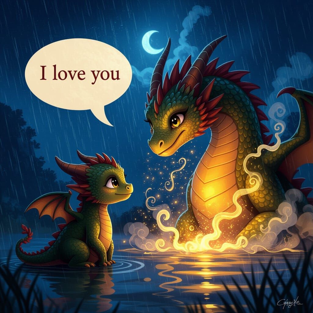 Baby Dragon's Love Amidst Dark Fantasy Chaos