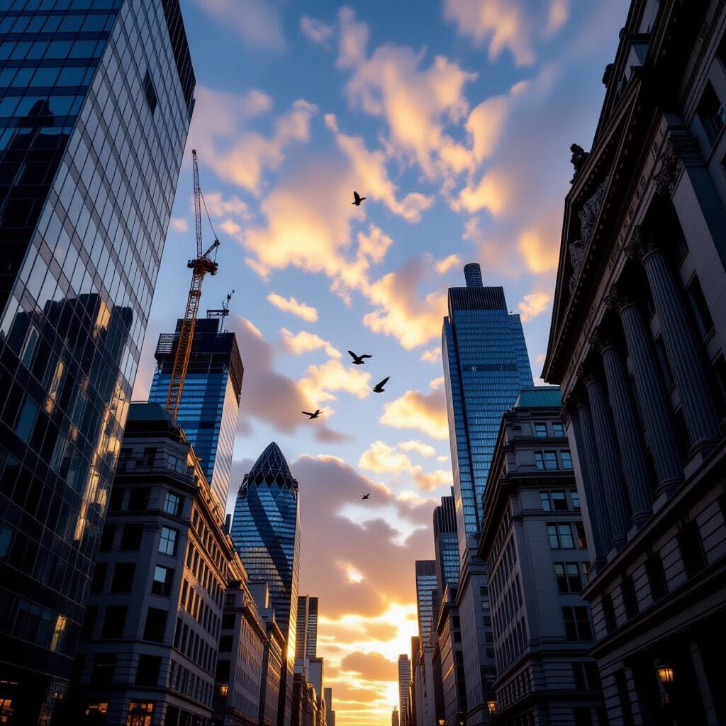 Dramatic London Cityscape: Skyscrapers and Empire Buildings ...