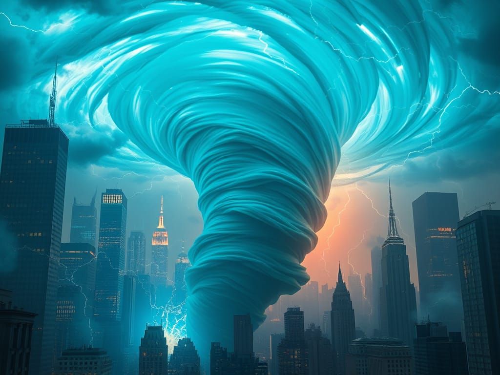 Electrical Tornado Devastates Futuristic New York City