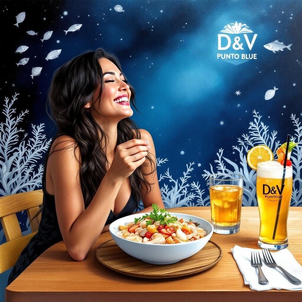 Woman Enjoys Ceviche: Peruvian Food in New York