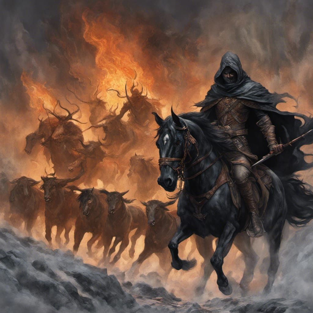 Fae Huntsman on Black Horse: Fantasy Concept Art