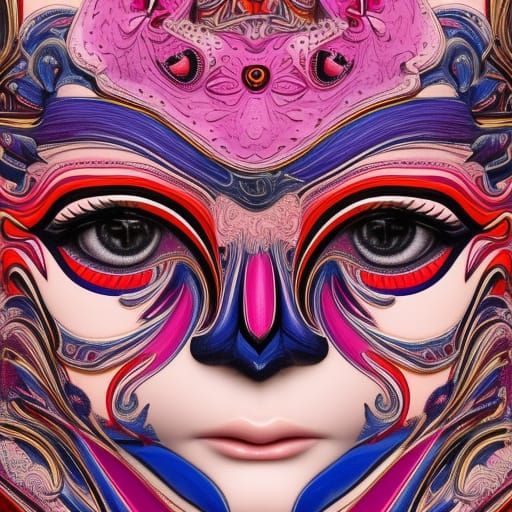 Baroque Surrealist Face with Psychedelic Details