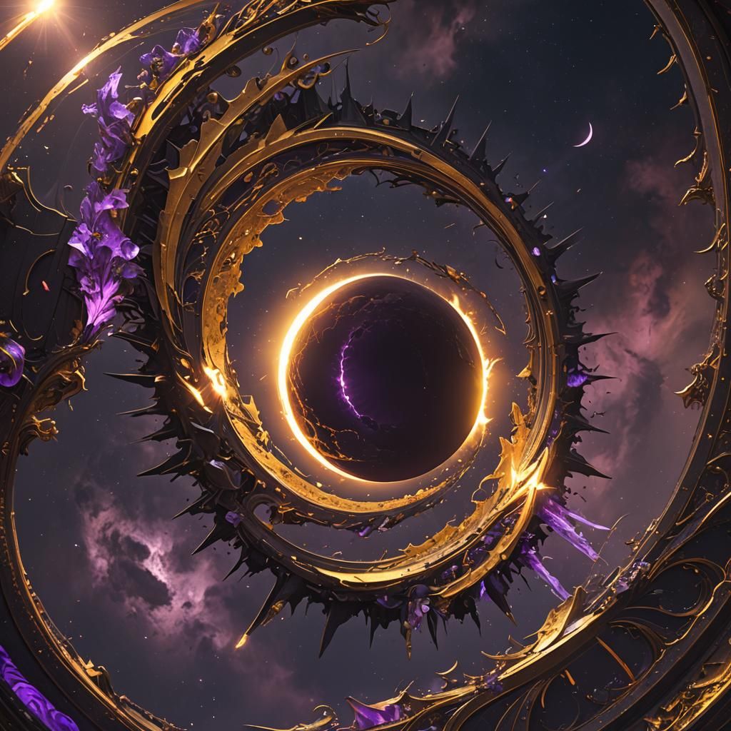 Epic Annular Solar Eclipse in Dark Fantasy Style