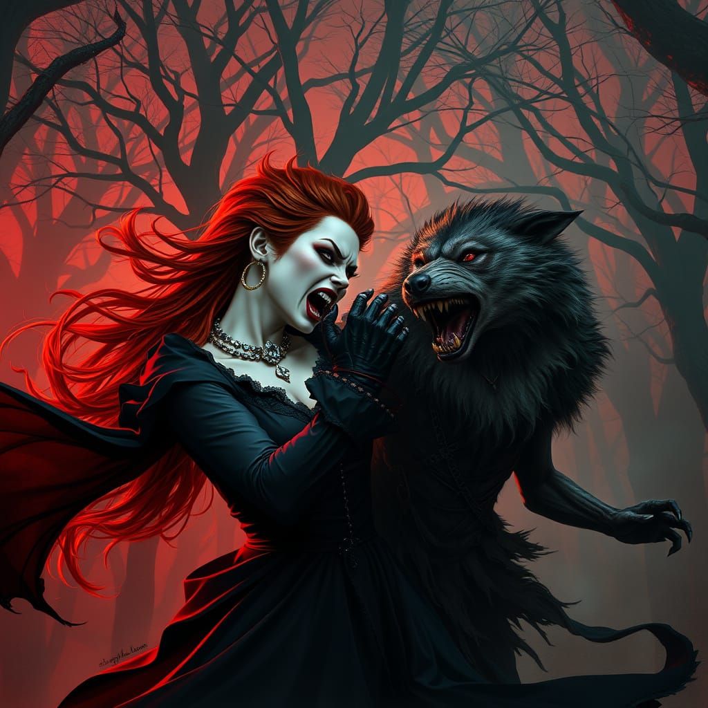 Supernatural Showdown: Vampire and Werewolf Clash in Gothic ...