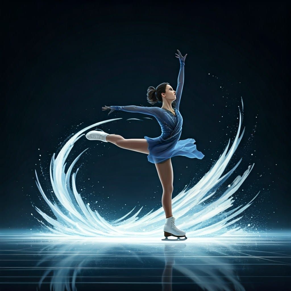 Figure Skater's Axel Jump in Vibrant Comic Style