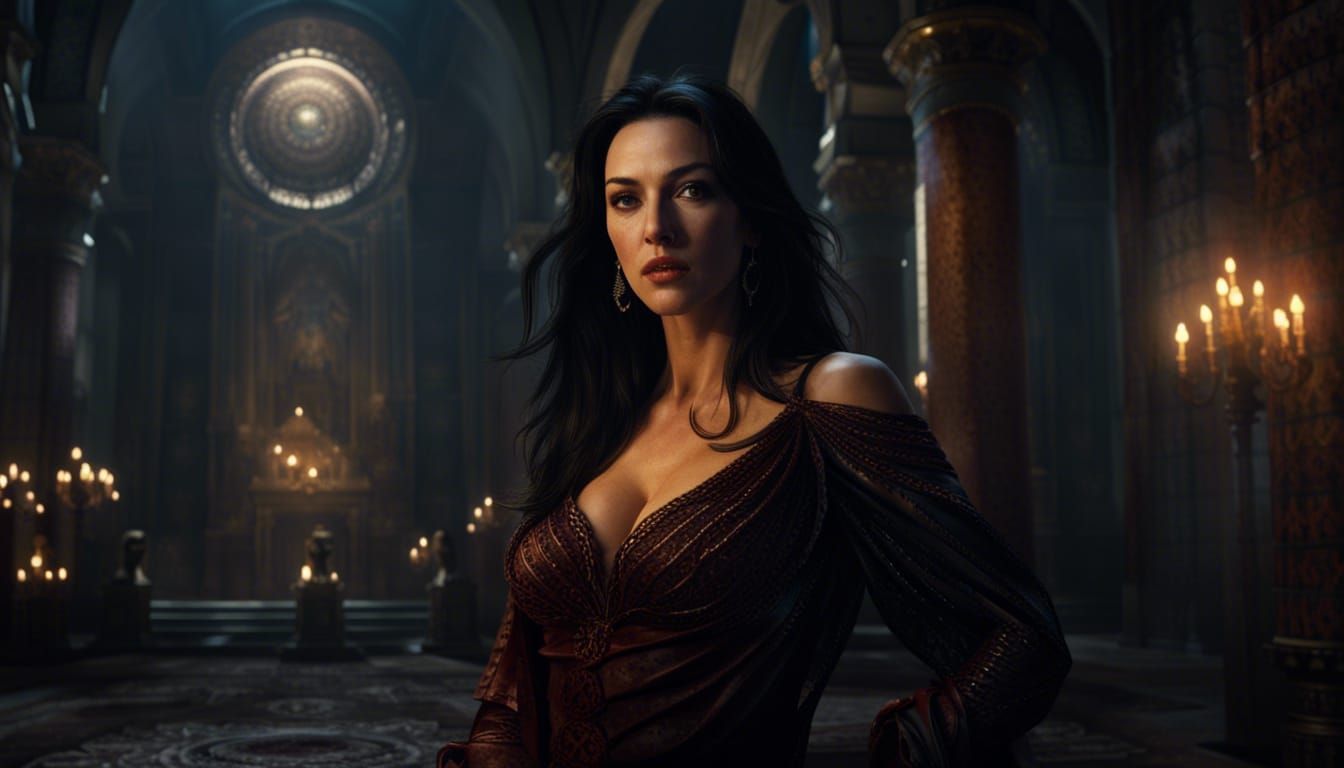 Monica Bellucci as Dark Fantasy Art Nouveau Portrait