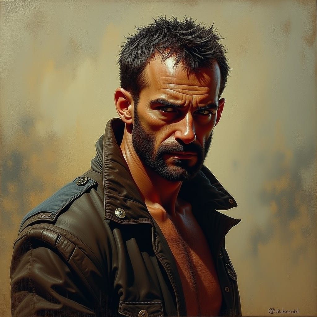 Stoic Man Portrait with Dramatic Lighting
